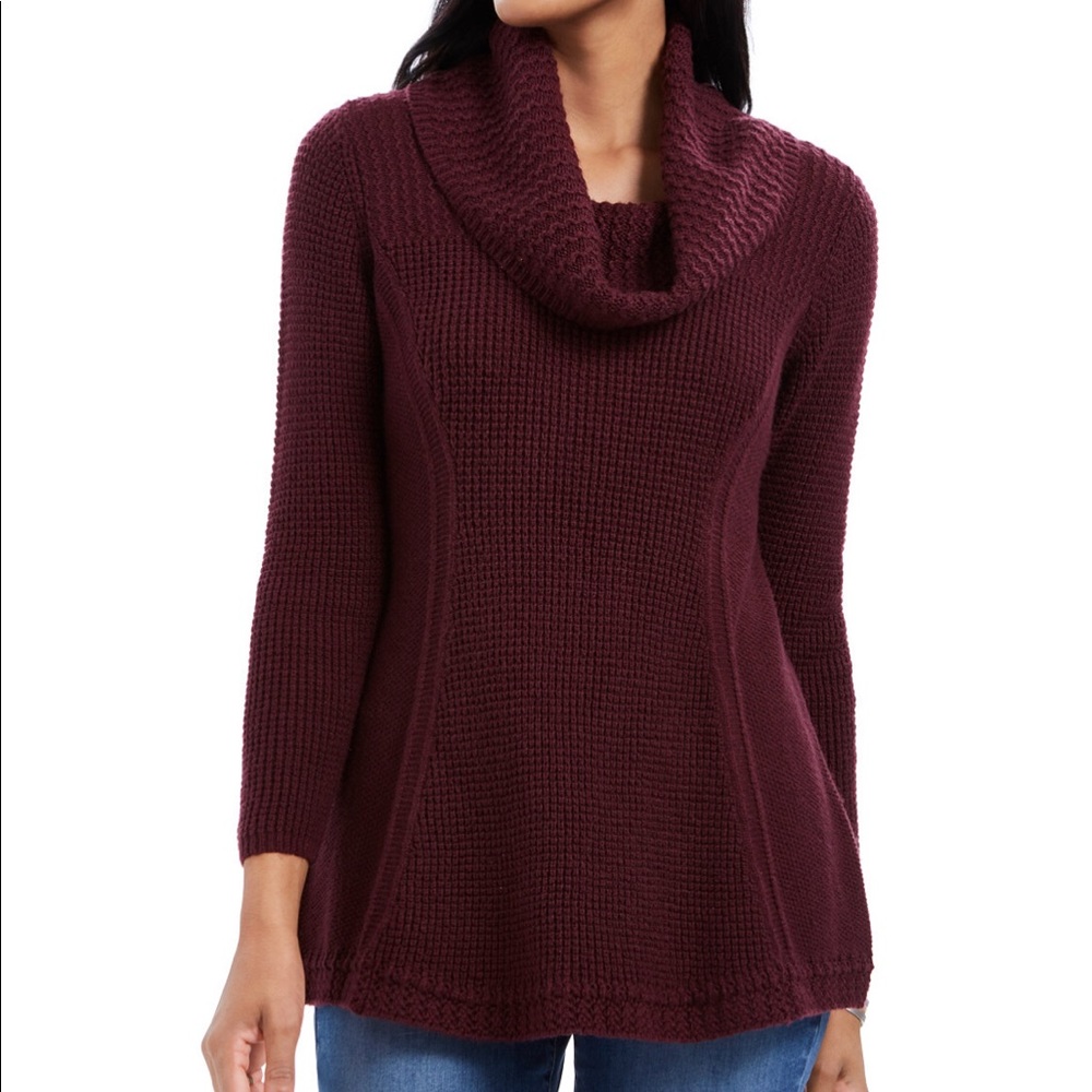 Style & Co Waffle-Knit Cowlneck Sweater